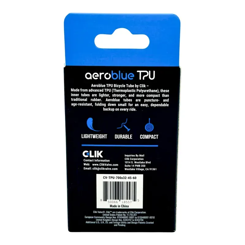 Clik AeroBlue 700x32-45 60mm Valve TPU Inner Tube in Blue-2