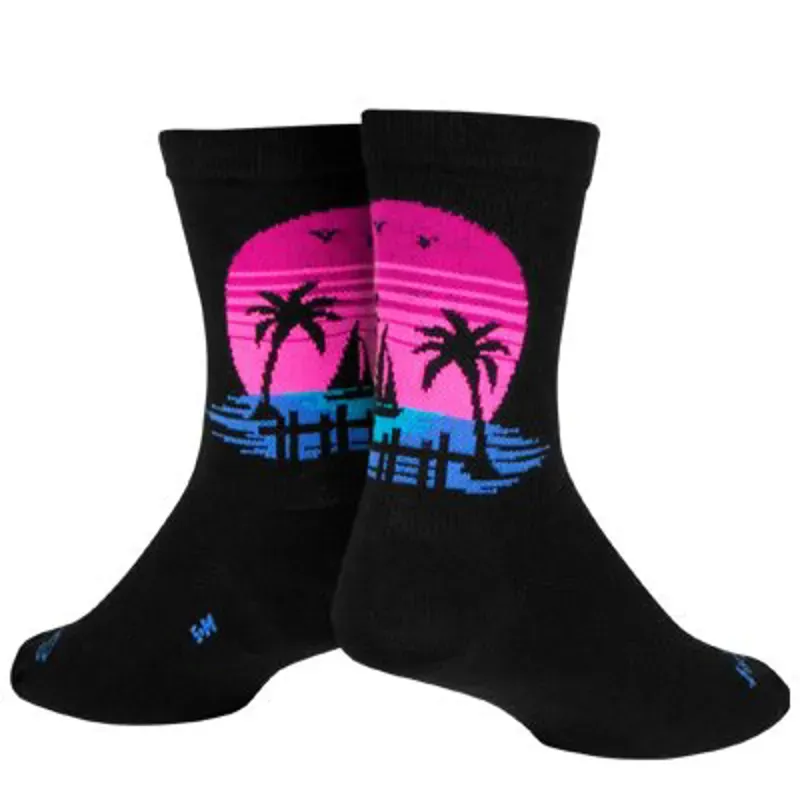 Sockguy Sunset Crew Sock 6 Inch Large/X- Large in Black